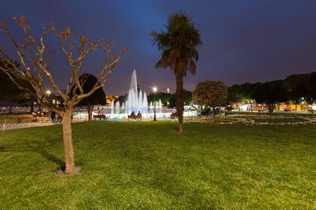 Sultanahmet square at night, Istanbul, Turkeyの写真素材