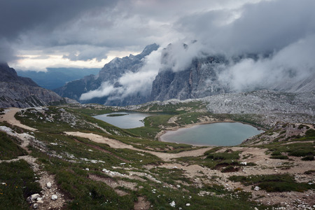 Lago dei Piani, Tre Cime, Italian Dolomitesの写真素材