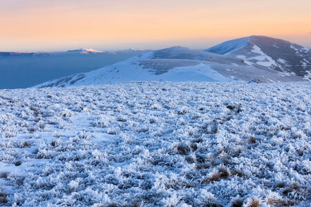 Carpathian mountains showy hills, Ukraineの写真素材