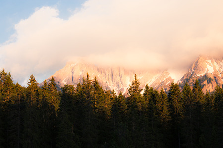 Mountain lake eveningの写真素材