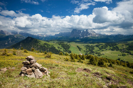 Sunny mountain valleyの写真素材