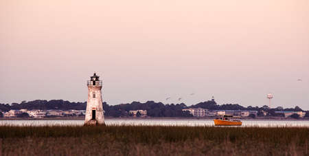 Old lighthouse at the Cockspur island, Georgia, USAの写真素材