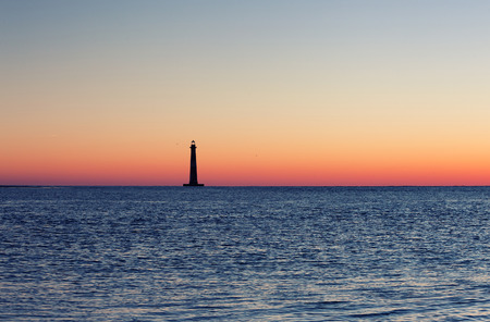 Morris Island Lighthouse at sunrise, South Carolina, USAの写真素材
