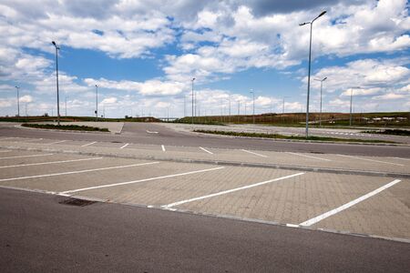 Parking area near highwayの写真素材