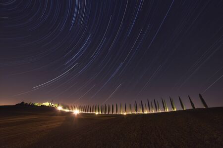 Starry night in Tuscany, Italyの写真素材