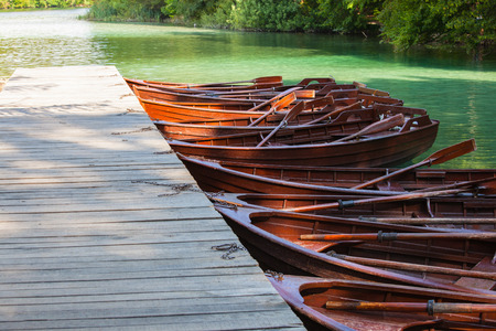 Boats near the pier on the lake