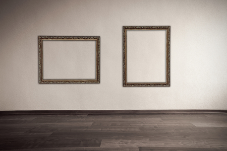 old grunge room with picture frameの写真素材