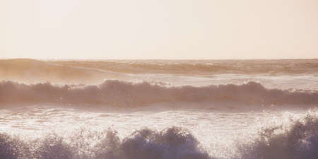 Atlantic ocean big waves. Sunrise seascapeの写真素材