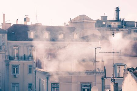 Lisbon panoramic city roof top view, Portugalの写真素材
