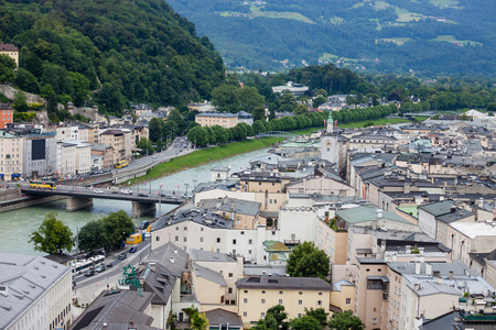 Salzburg old city panorama, Austriaのeditorial素材