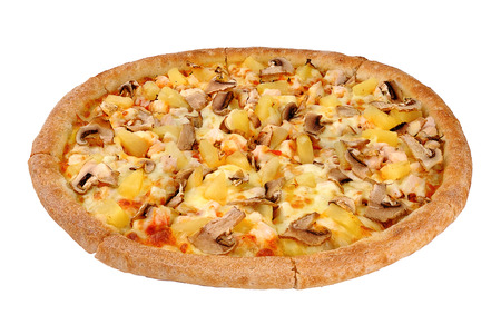 Pizza isolated on white backgroundの写真素材