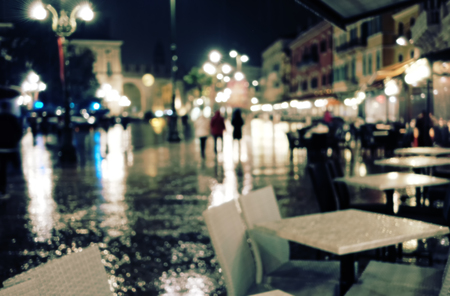 Old European night city blur backgroundの写真素材