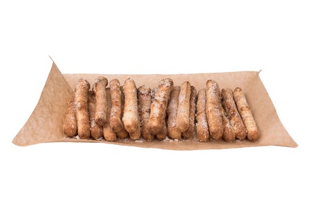 bread sticks with cheese isolated on white background