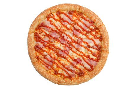 Pizza isolated on white background. Top viewの写真素材