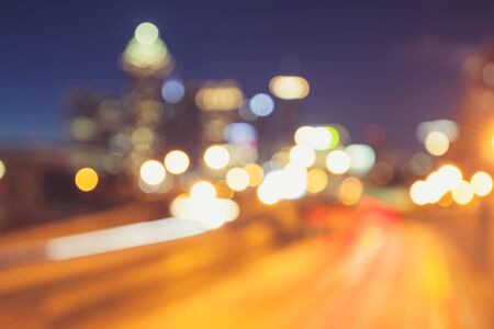 Abstract urban night light bokeh defocused background