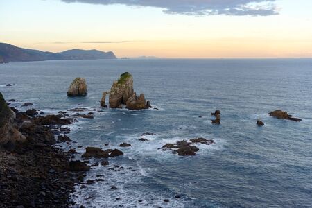 Rocky coastline of Atlantic ocean near San juan de Gaztelugatxe. Basque Country, Spainの写真素材