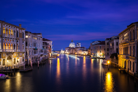 Grand Canal and Basilica Santa Maria della Salute panorama, Venice, Italyの写真素材