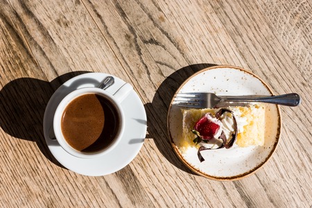 Coffee and Cake. Dessert at the cafe tableの写真素材