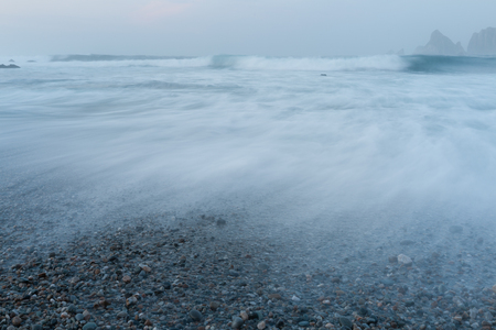 Waves in ocean. Close up view of stormy seaの写真素材