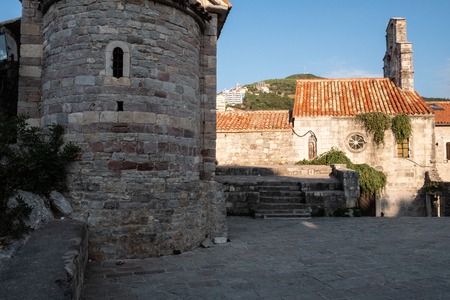 Stunning view of the street in old Budva town. Montenegro, Europeの写真素材