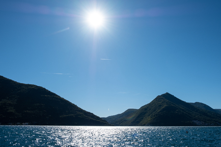 Kotor bay seascape panoramic summer view, Montenegroの写真素材