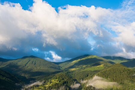 Beautiful summer view of alpine mountains landscape. Summer sunny nature panoramaの写真素材