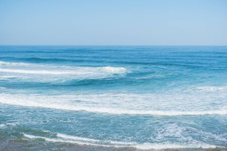 Aerial shot of the ocean. Blue ocean waves panoramaの写真素材