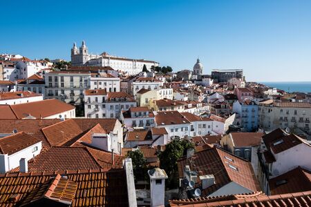 Cityscape view on the old town in Alfama district during the sunny day in Lisbon city, Portugalの写真素材