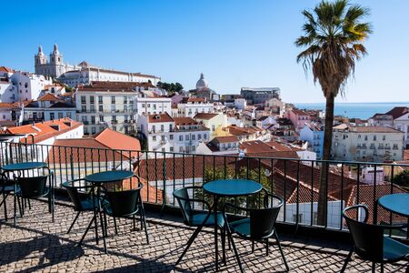 Cityscape view on the old town in Alfama district during the sunny day in Lisbon city, Portugalの写真素材