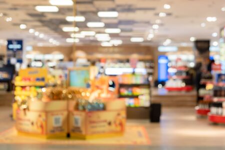 Background of duty free shop in airport out of focusの写真素材