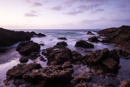 Lanzarote island volcanic coastline landscape. Beach and ocean view. Canary Island, Spain