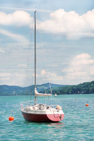 Yacht at the lakeの写真素材