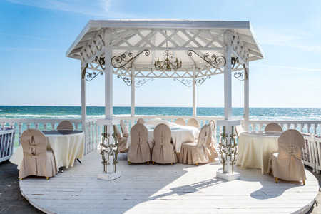 Sea View Restaurant in the sunny dayの写真素材