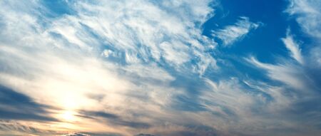 sky with clouds and sunの写真素材