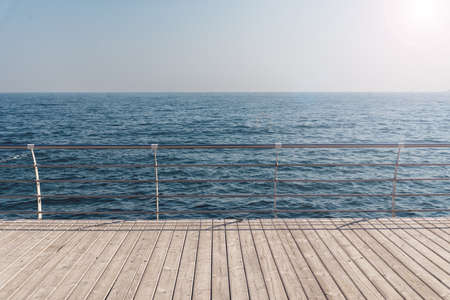 wooden pier and sea viewの写真素材