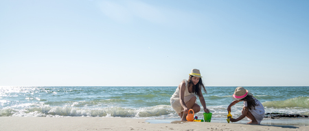 Mother and her little daughterの写真素材