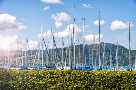 yachts at marina in the lake. Austriaの写真素材