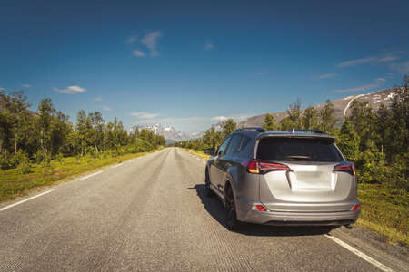 car for traveling with a mountain road