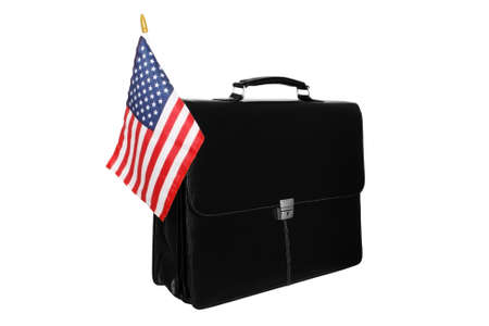 Portfolio with a flag of the USAの写真素材