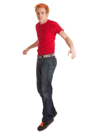 Young Man in Red Shirtの写真素材