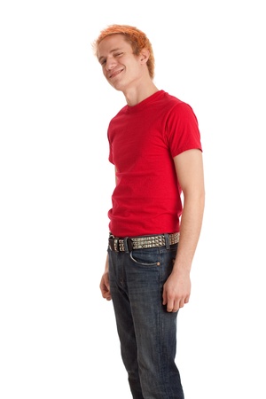 Young Man in Red Shirtの写真素材