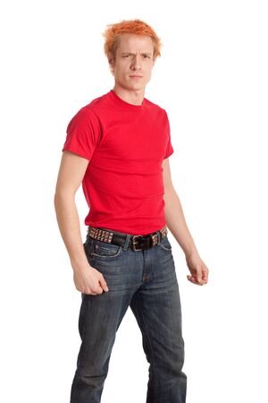 Young Man in Red Shirtの写真素材