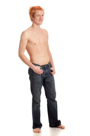 Shirtless Man in Jeansの写真素材