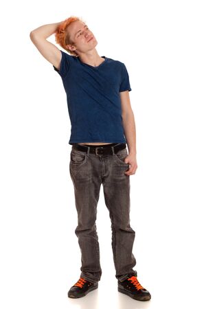 Young Man in Blue Shirtの写真素材