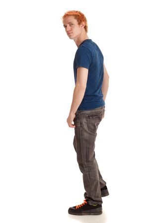 Young Man in Blue Shirtの写真素材