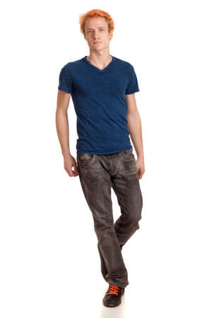 Young Man in Blue Shirtの写真素材