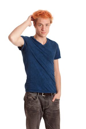 Young Man in Blue Shirtの写真素材