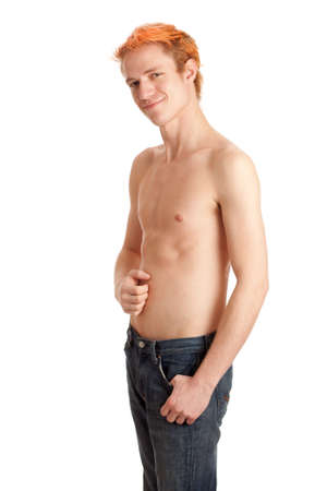 Shirtless Man in Jeansの写真素材