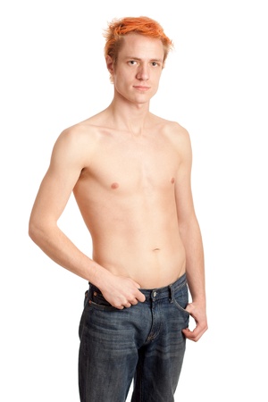 Shirtless Man in Jeansの写真素材
