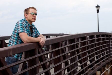 Man on Bridgeの写真素材